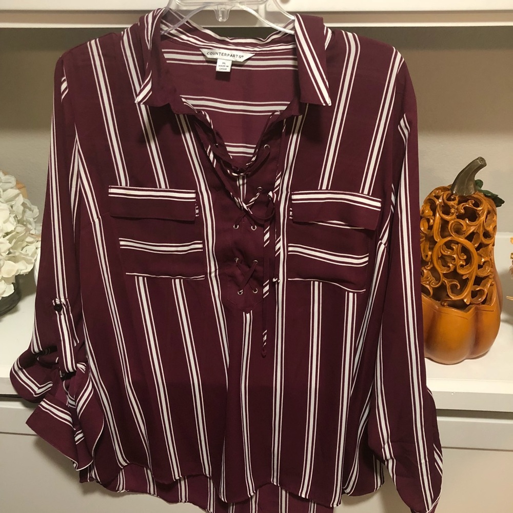Strip burgundy blouse
